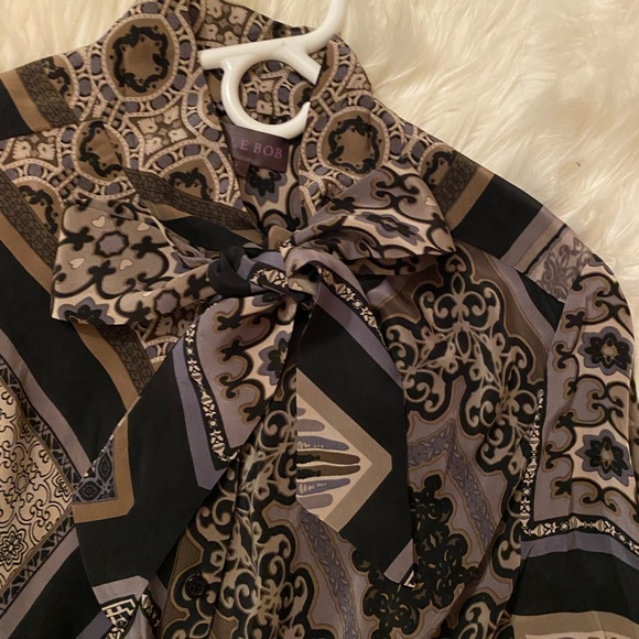 HALE BOB Silk Long Sleeve Crepe de Chine Belted Shirt Dress L $355 Large - Picture 13 of 14